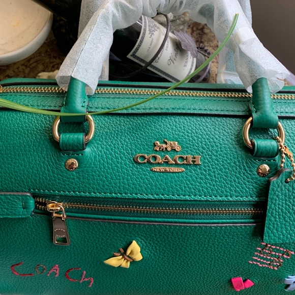 SOLD⛔️Authentic COACH Leather patches zip top satchel/Crosby - Picture 11 of 16